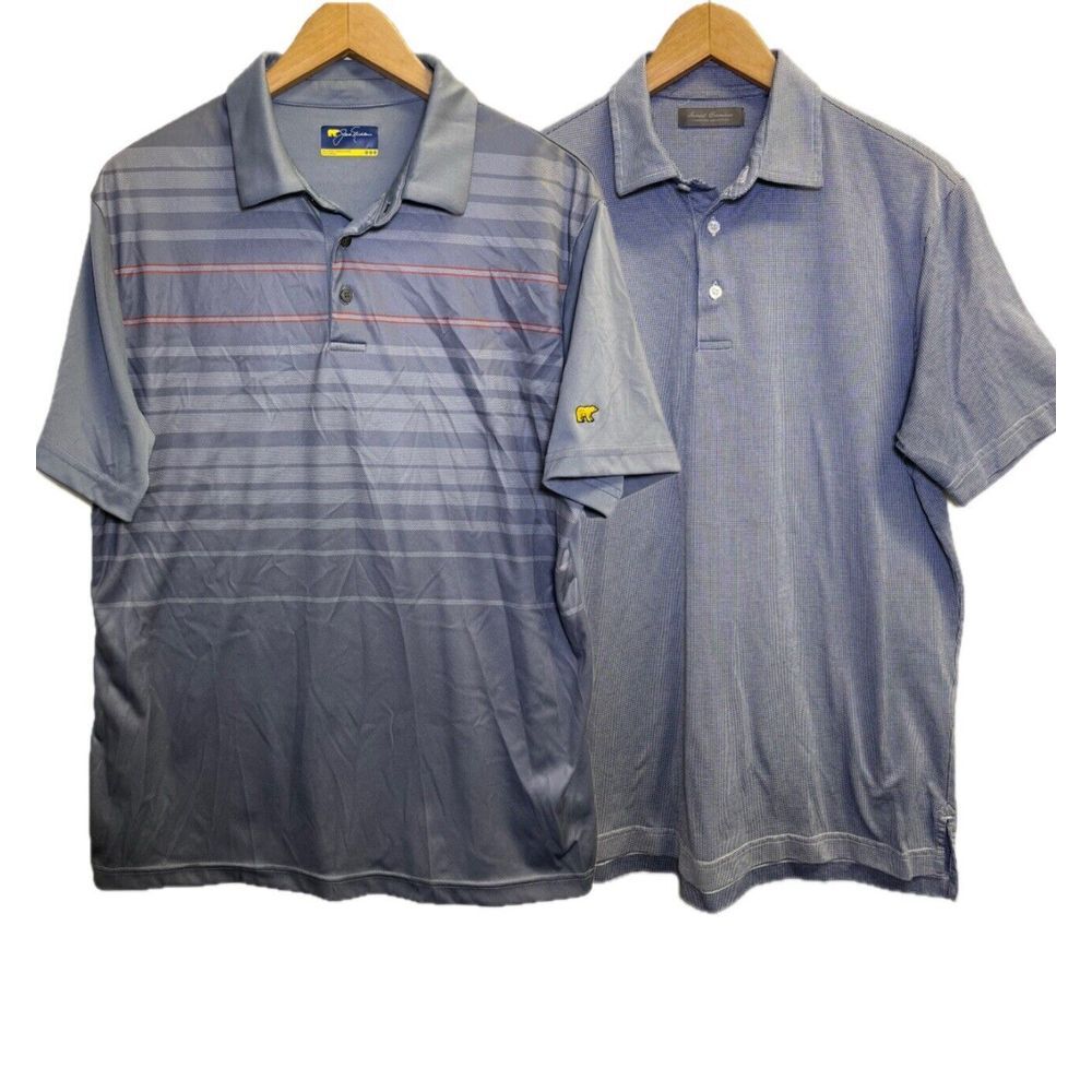 Lot Of 2 Jack Nicklaus Daniel Cremieux Polo Shirts Mens M Short Sleeve Grey Navy